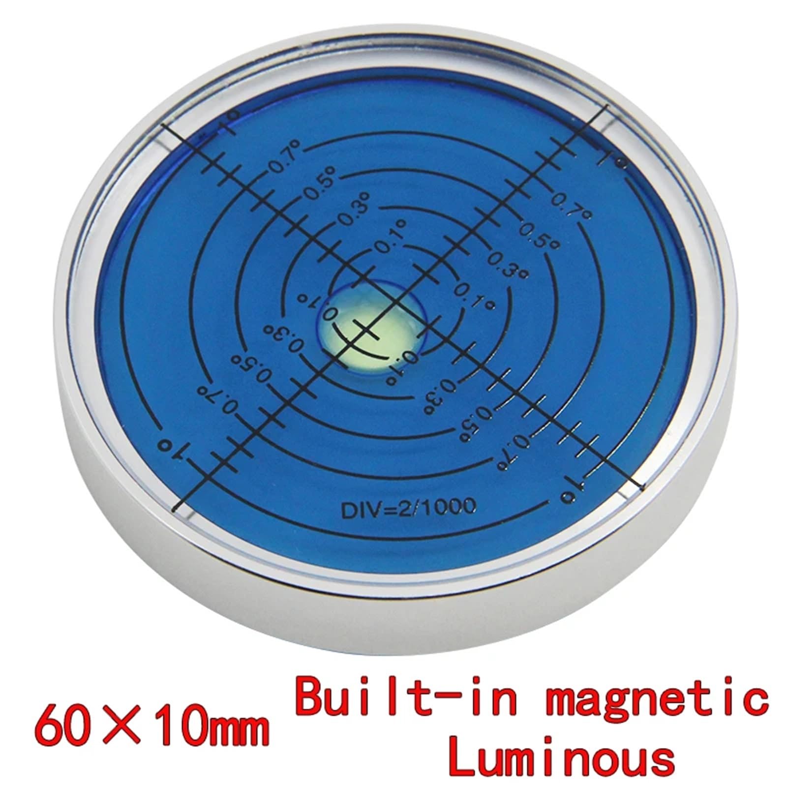 Nivel de burbuja magnético, nivel de burbuja horizontal de metal, nivel de burbuja de alta precisión, nivel redondo, espíritu magnético, 60x10mm, 1 ud.(Lavender)