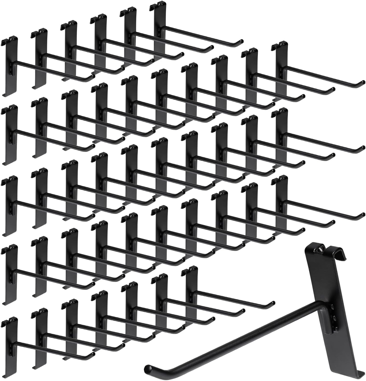 60 Pack Grid Wall Display Hooks, Metal Gridwall Accessories for Retail Stores, Trade Shows, Art and Craft Displays (Black, 6 Inch)