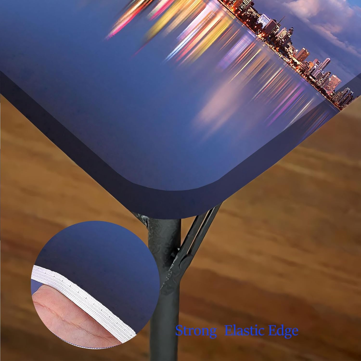 Modern Square Tablecloth, Skyline of Perth Western Australia Swan River at Square Dining Table Cover, Fits 48x48 inch Table, for Outdoor Indoor Holiday Picnic Party Cloth, Violet Blue Amber