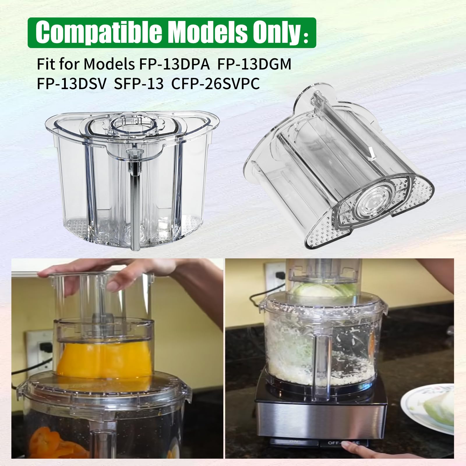Vanshly FP-13DPA 13-Cup Food Processor Pusher Assembly(Small, Medium, Large) Compatible with Cuisinart Models FP-13DGM, FP-13DSV,CFP-26SVPC, & SFP-13