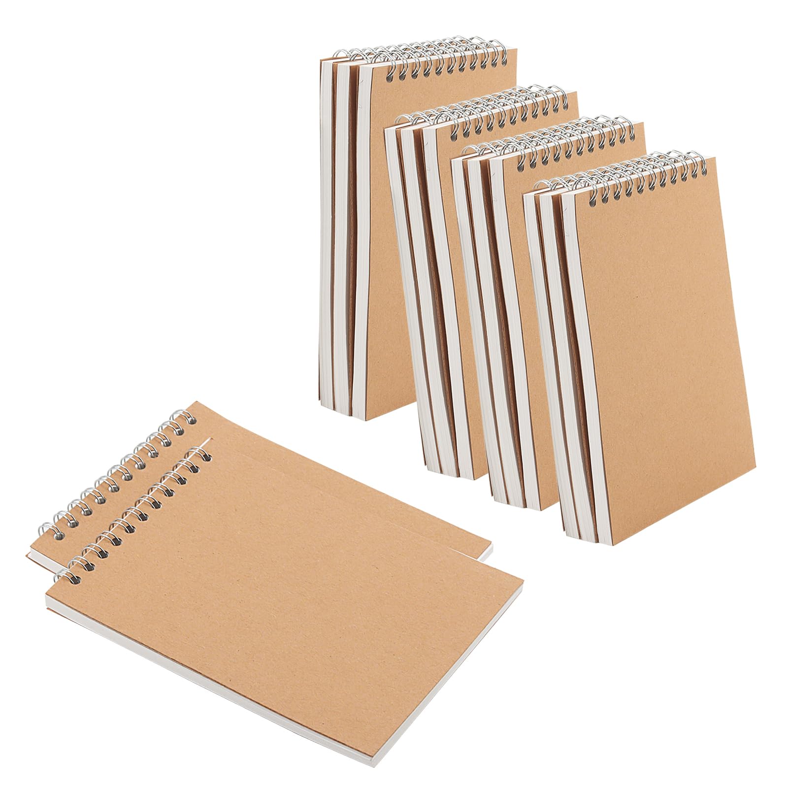 MUKCHAP Confezione da 15 quaderni a spirale formato A6, 60 fogli/120 pagine, rilegatura a spirale, 10,4 x 14,5 cm, copertina rigida in carta kraft, per disegni e pitture