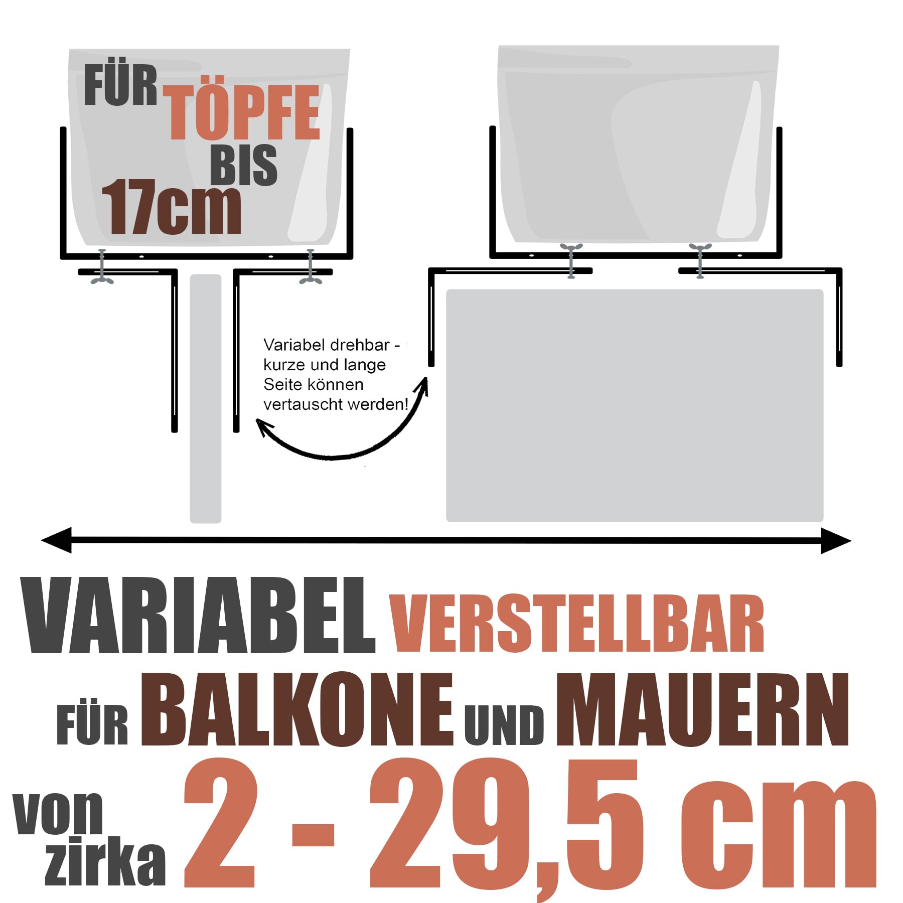 BigDean 10 Stück Blumenkastenhalter terrakotta Standard H-Form Kasten Halter Balkonkastenhalter