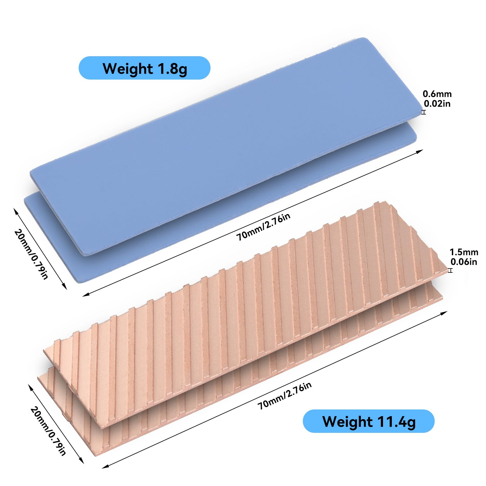 ELUTENG M.2 SSD radiator 2 sztuki 2280 SSD Heat Sink z podkładką termoprzewodzącą NVMe SSD radiator NVMe z 8 czarnymi gumowymi taśmami do PC/PS5 M.2 PCIE NVMe SSD lub M.2 SATA SSD