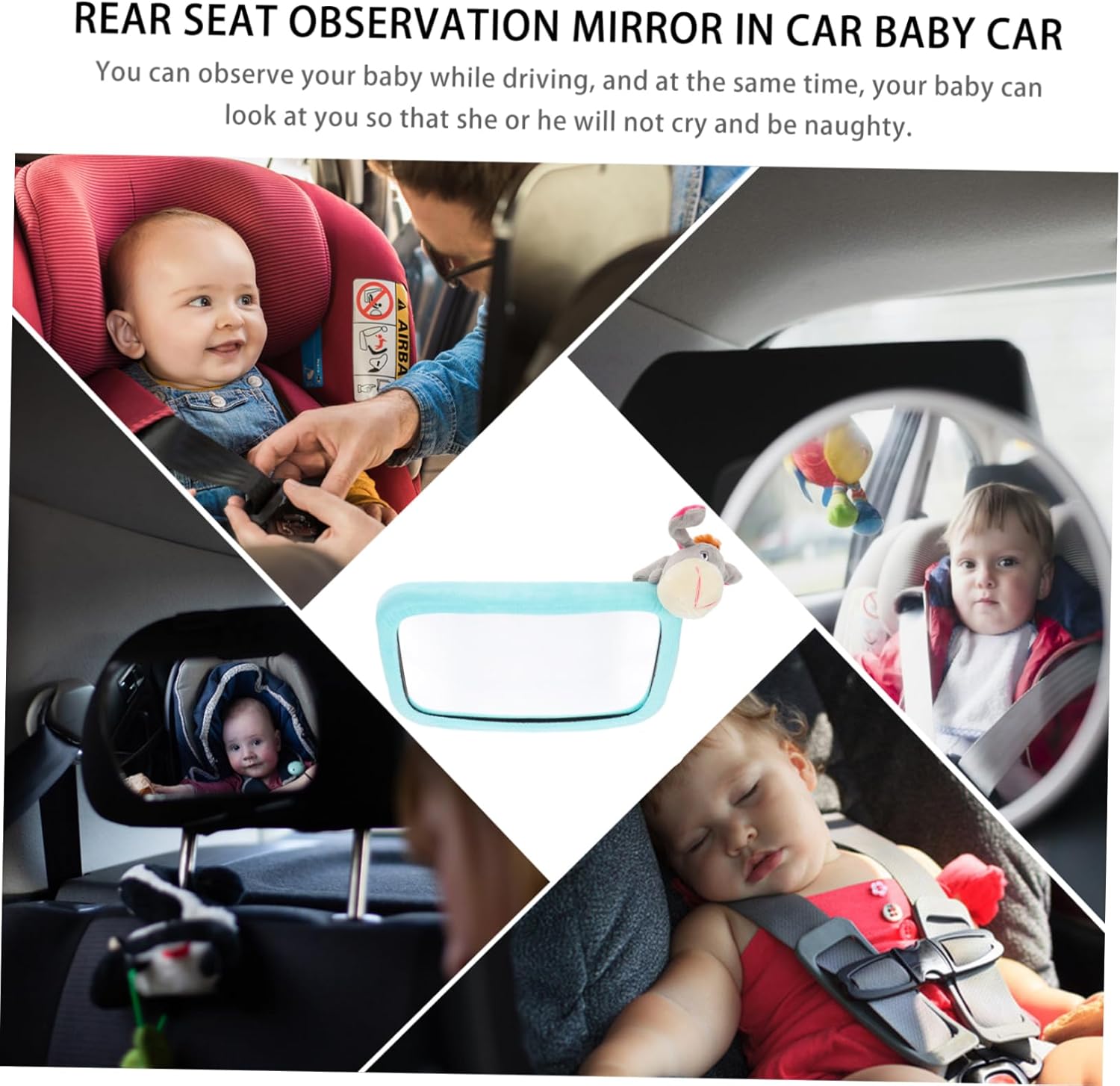 KOMBIUDA 1pc Car Observation Mirror Rearview for Driving Easy Installation and for Parents Includes Mirror Doll