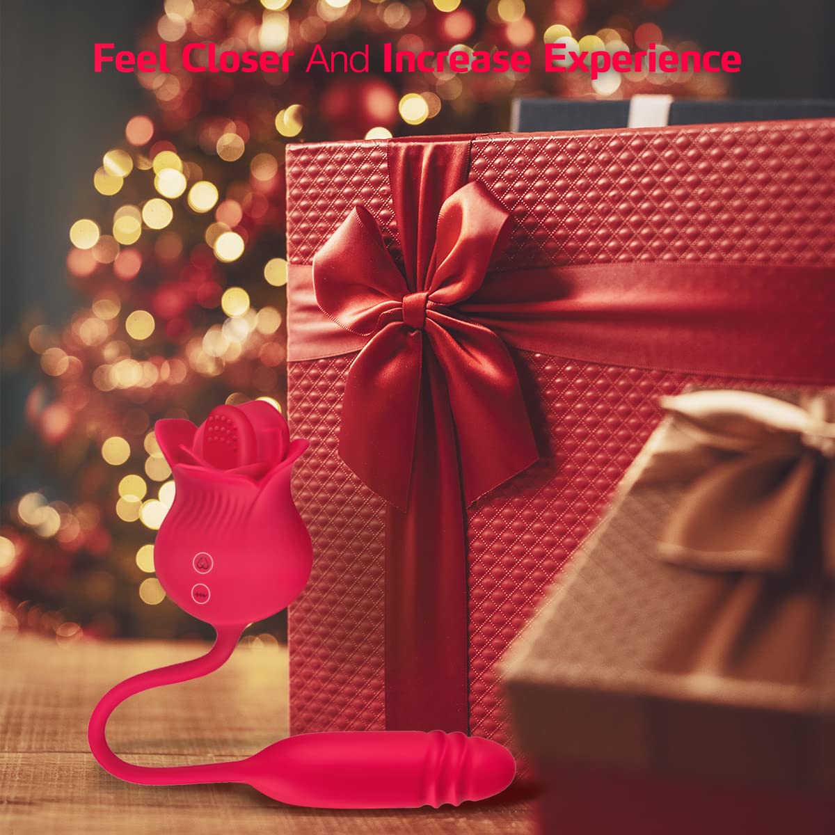 Rose Toy Vibrator for Woman,3 in 1 Clitoral Stimulator Tongue Licking Vibrator with Thrusting Vibrating Egg,G Spot Adult Sex Toy,Clitoral Vibrator Dildo Stimulator with 10 Modes (Pink): Red