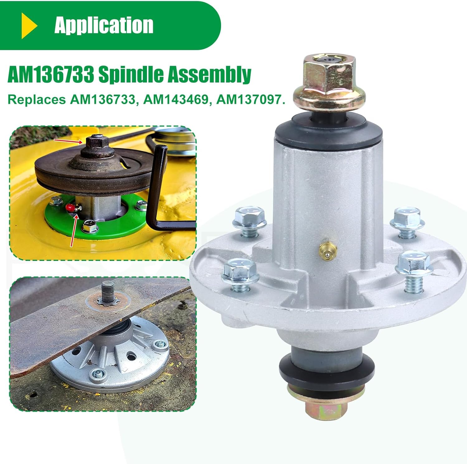 2 Pack AM143469 Spindle Assembly Pre-Greased Replaces John Deere AM136733 Spindle, John Deere AM143469, AM134292, AM137097 for John Deere 38 42 inch X300 Z225 Z245 X304 Z23 X324 X310 Tractors