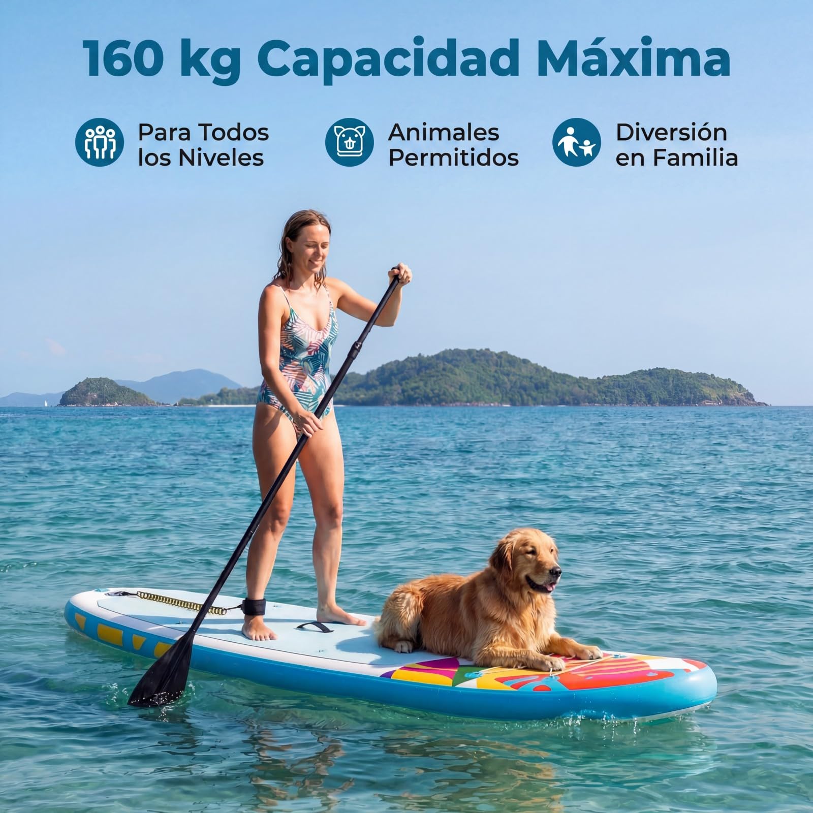 COSTWAY Tabla Paddle Surf Hinchable, Stand Up Paddle Board Inflable con Remo, 3 Aletas, Bomba Manual, Mochila de Viaje, 336 cm Padel Surf para Jovenes y Adultos, Soporta hasta 160 kg