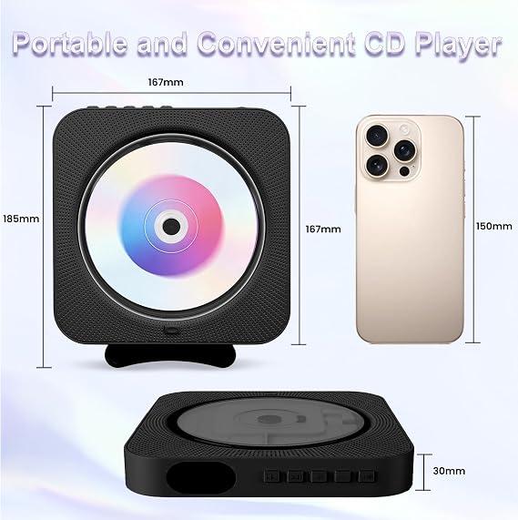 CD Player Bluetooth CD Player Portable with Speaker Display