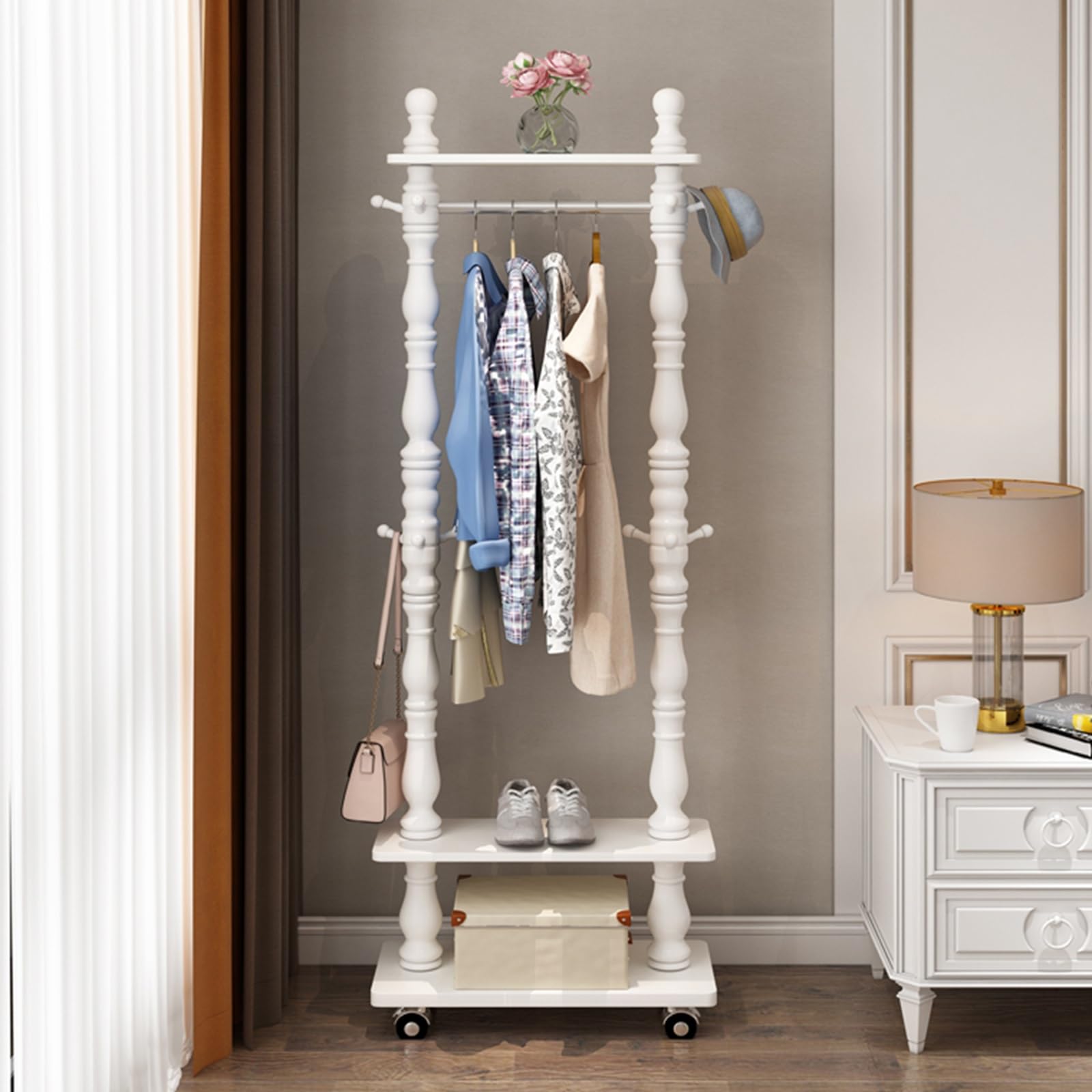 Porte-vêtements en bois blanc élégant de 60 cm pour sublimer votre dressing