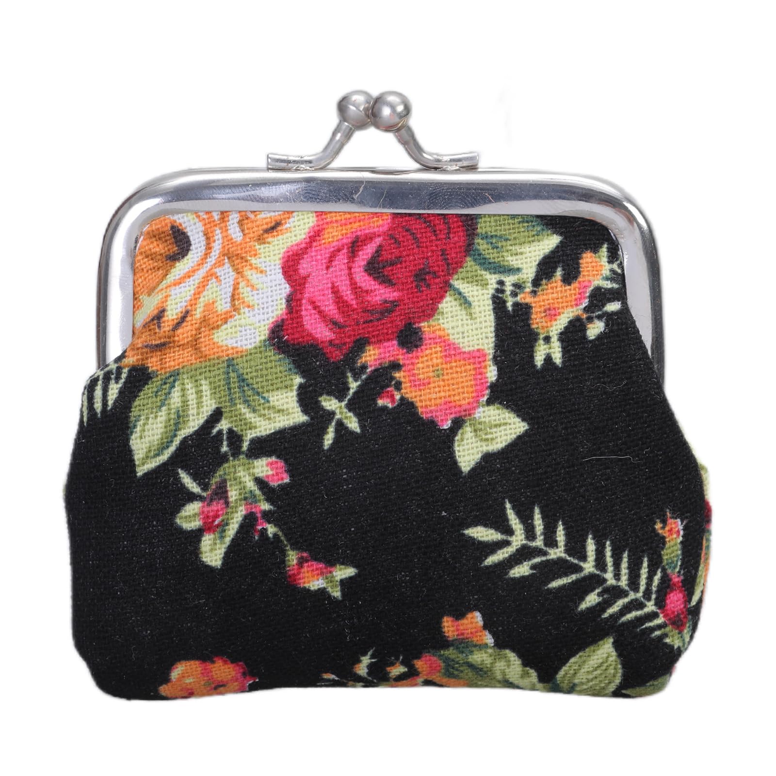 MIDOKSTUA Vintage Floral Kiss Coin Change Wallet Purses Buckles Coin Purses Trendy Wallets with Kiss Clasps Gifts for Womens