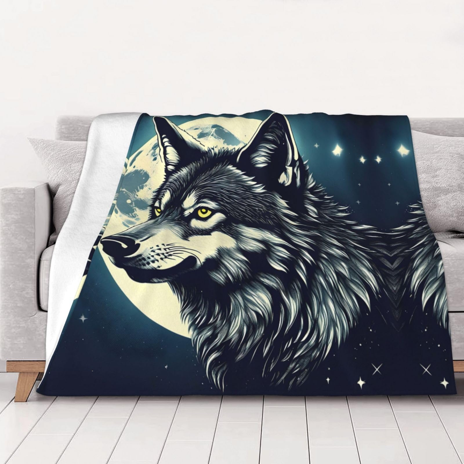 Plaid polaire loup pour des soirées cocooning chaleureuses au salon toutes saisons