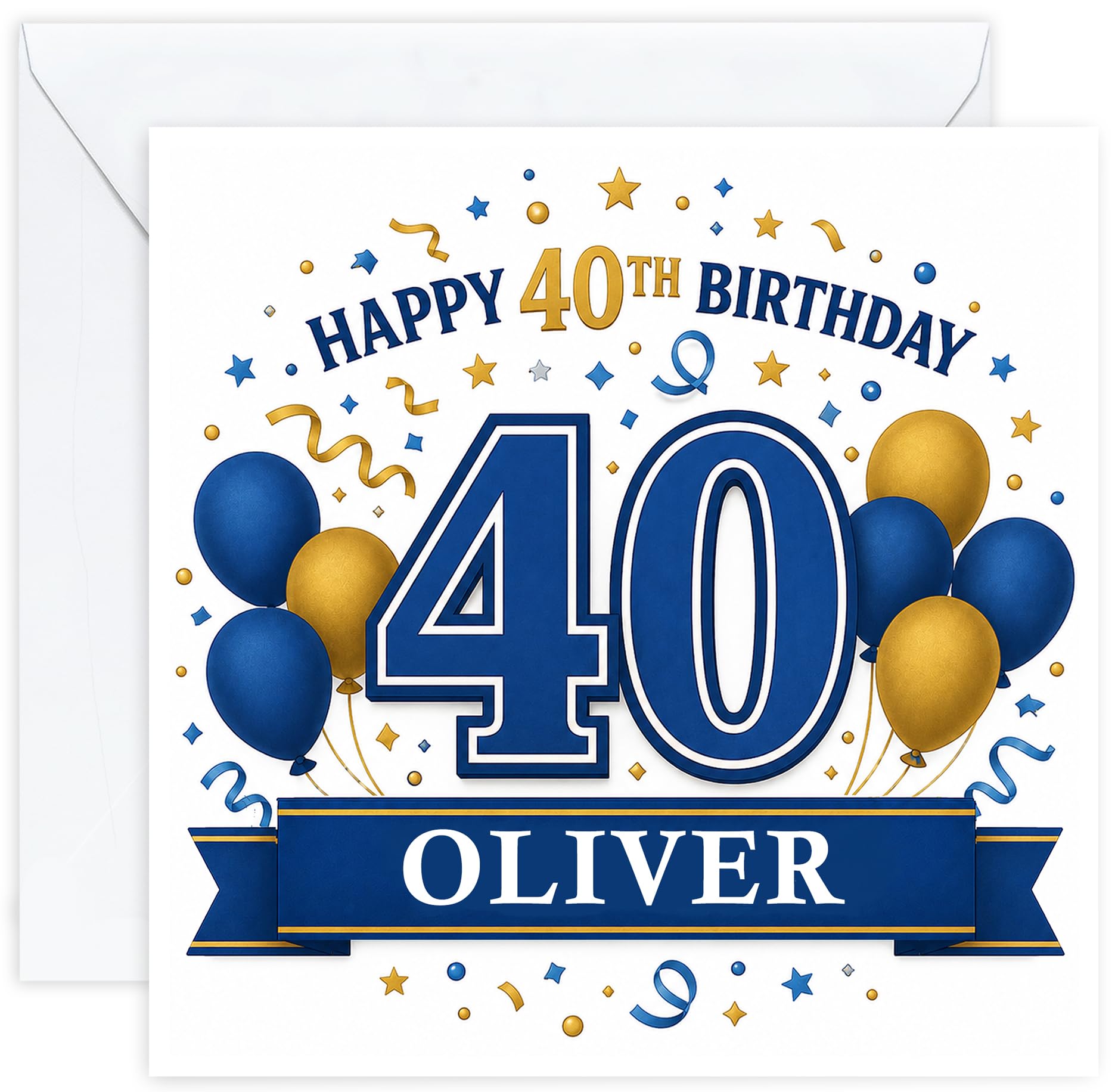 Personalised 40th Birthday Card for Men with Name | Fortieth Birthday Card for Him | 40 Year Old Birthday Card | Husband Dad Son Brother Friend (Design 02)