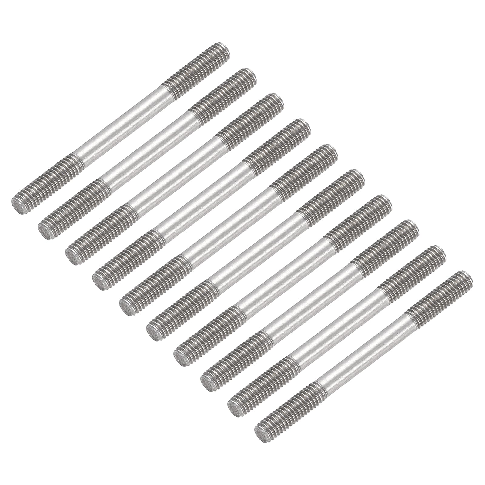 sourcing map 10 Pcs Silver Pushrod Connector Linkage, M3 Threaded Rod 304 Stainless Steel Double End RC Servo Push Rods for RC Airplane Car Boat Helicopter DIY Model Parts, 40mm/1.57"