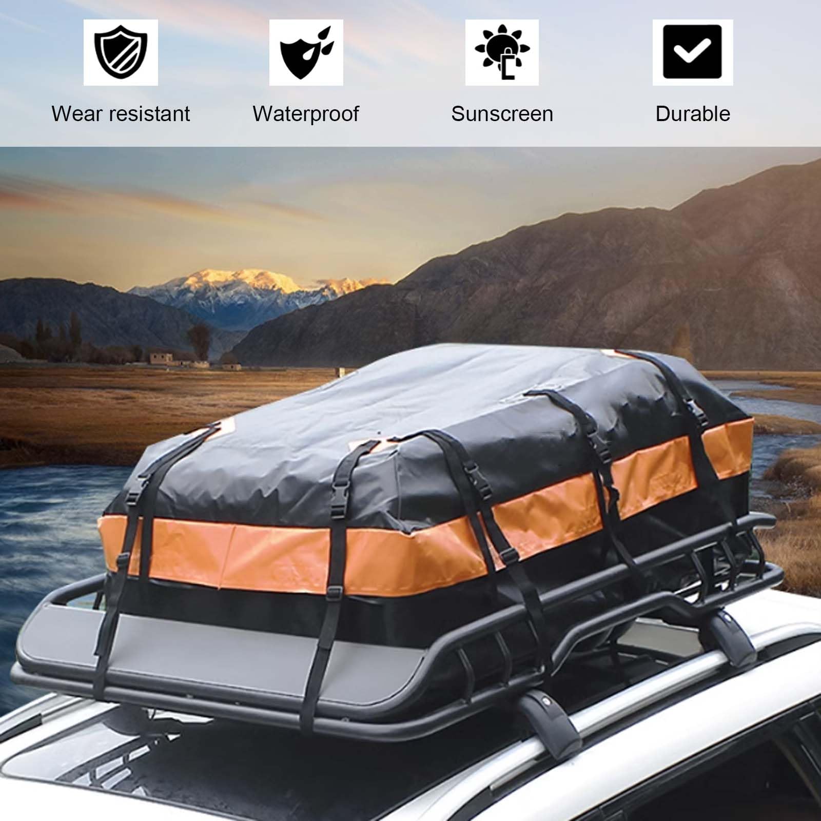 Borsa da carico per tetto auto, impermeabile, morbida, per tutti i veicoli con/senza portapacchi, borsa da viaggio, include tappetino antiscivolo, ganci per porta, cinghie rinforzate