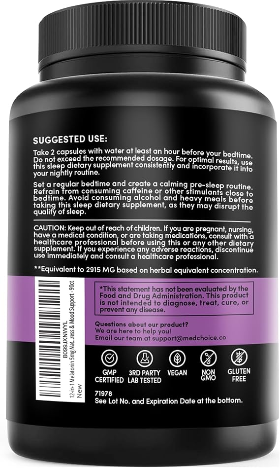 MEDCHOICE Sleep Melatonin (90ct) and Nootropic Brain (120ct) Supplement Bundle - Wellness Duo for Sleep, Brain, Focus, Mood Support - Vegan, Non-GMO, Gluten-Free