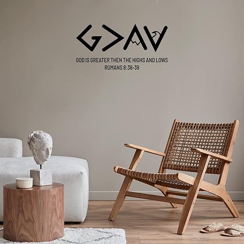 Miniatura 2 de Vinilo decorativo para pared, diseño de Dios es mayor que los altos y bajos, 17 x 30 pulgadas, calcomanía religiosa espiritual inspiradora de moda