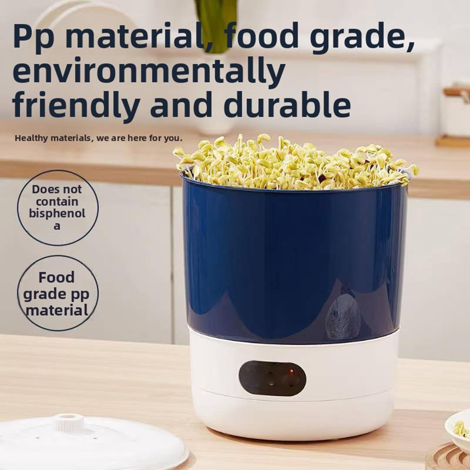 Sxhlseller Máquina de Brotes de Semillas de Frijol, Kit de Cultivo de Brotes de Frijol Giratorio de 360 ​​Grados, Máquina Germinadora de Semillas Automática Inteligente con (Enchufe de la UE 220V)