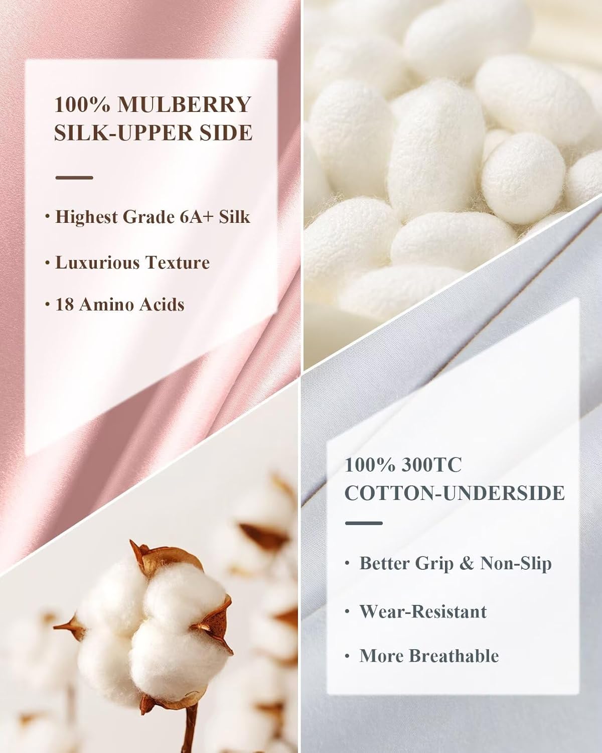 THXSILK 100% Mulberry Silk Pillowcase with Cotton Underside, King Size Silk Pillowcase for Hair and Skin, Soft Breathable Pillow Cover with Zipper (Charming Pink, 20x36 Inches, 1 Pack)