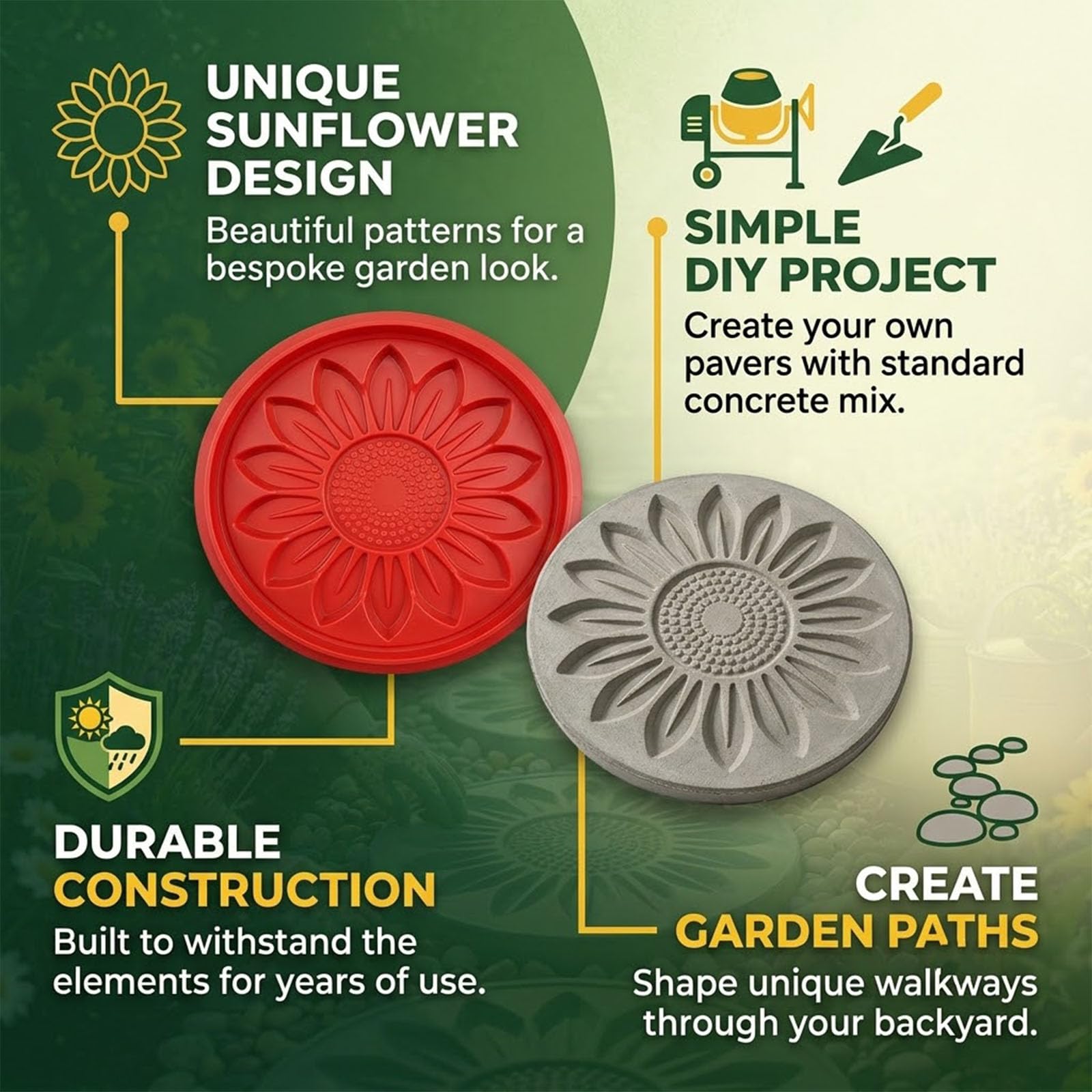 Molde Reutilizable de Girasol para Caminos de Jardín y Patio DIY (Butterfly)