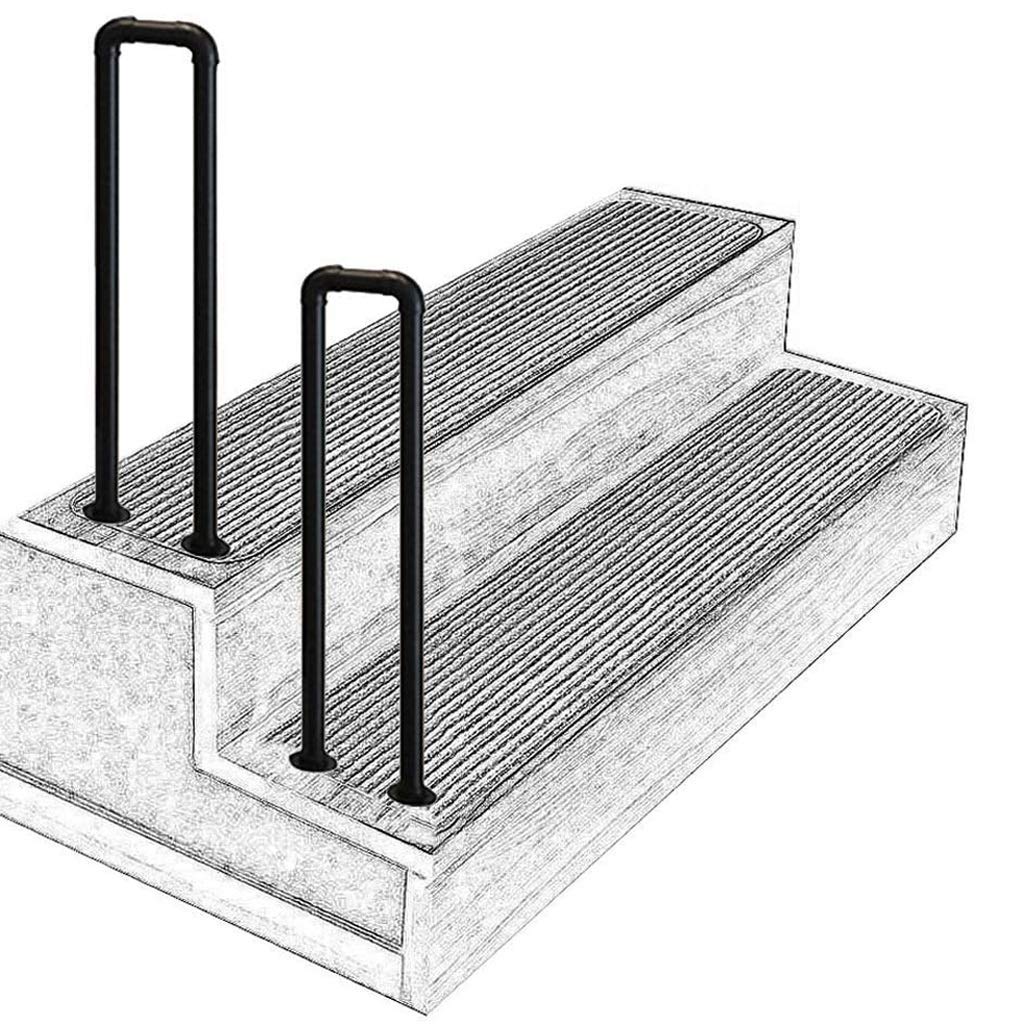 Main courante de transition pour escalier extérieur et marches en bois