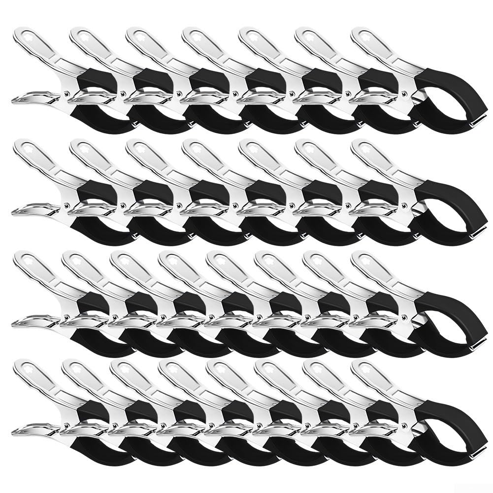 Elchuiaby Heavy Duty Pool Cover Clips With Protective Sleeves Multi Purpose Stainless Steel Clamps For Above Ground Swimming Pool Edge Security 30 Pack(30pcs black)