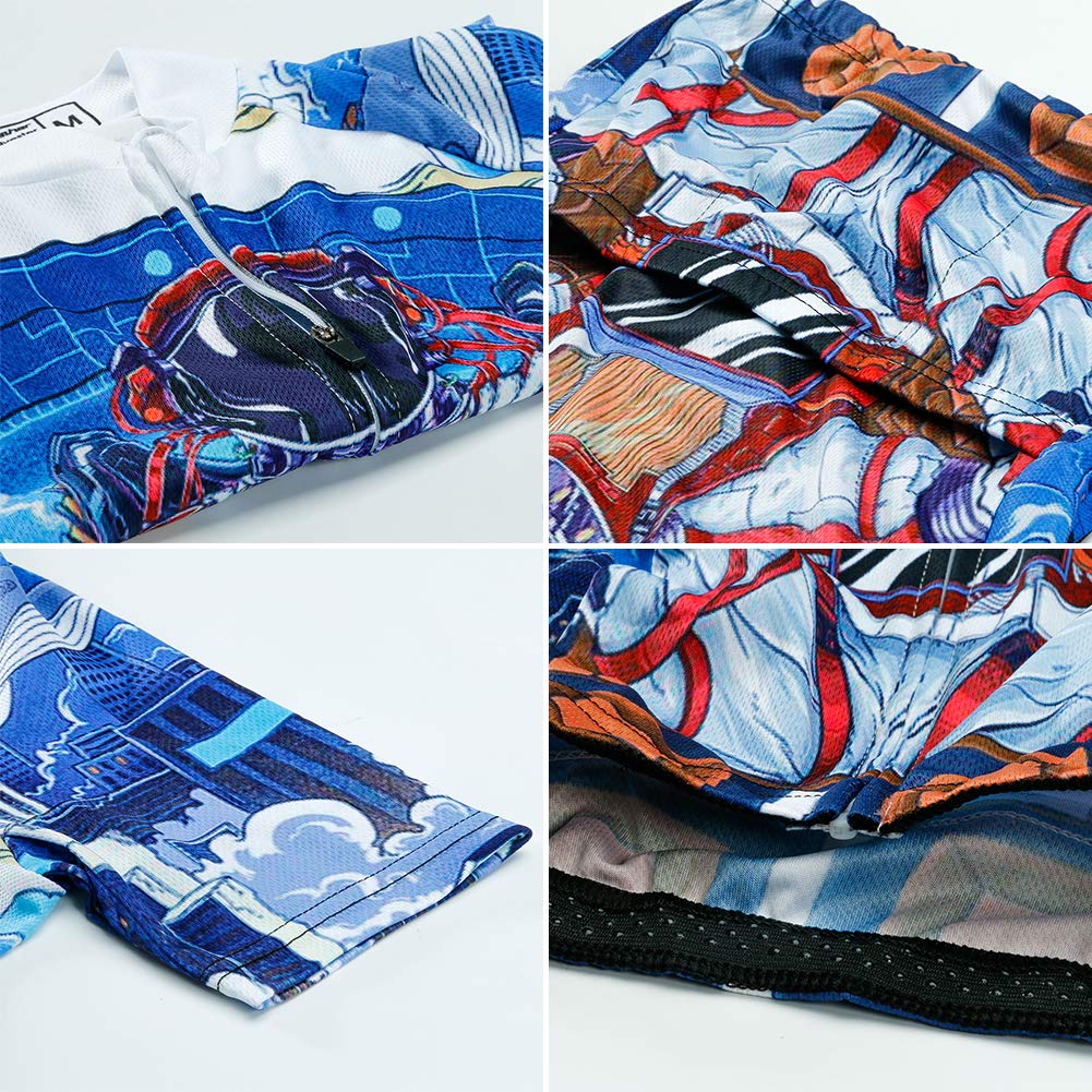 Maillot de cyclisme à manches courtes et short respirant Motif dessin animé pour vélo de montagne pour filles et garçons