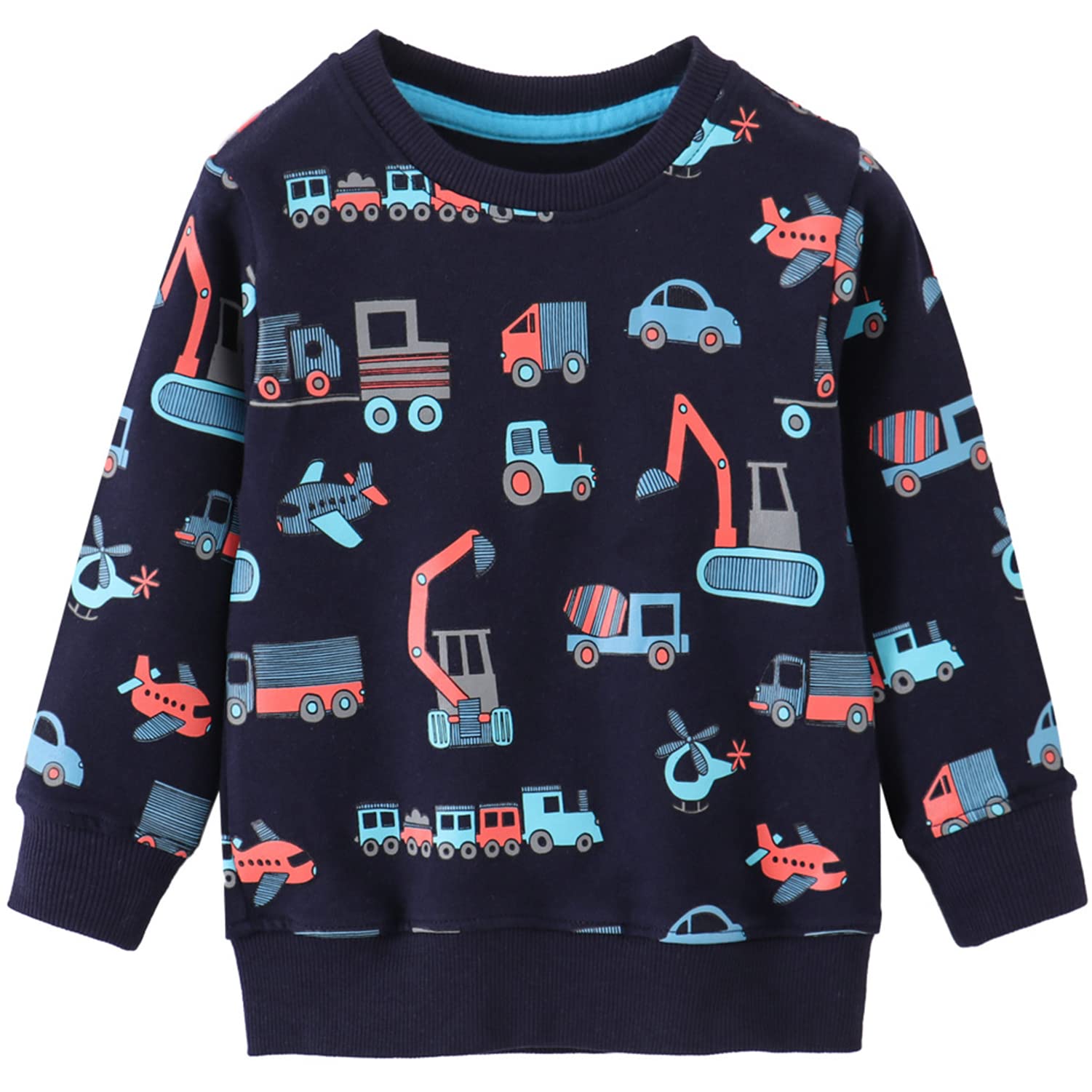 MUJOQE Jungen Sweatshirt Baumwolle Pullover Kinder Warme Langarm Shirt Activewear Tops 1-7 Jahre