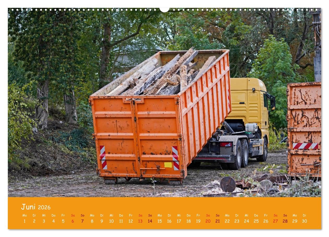 Baumaschinen im Einsatz (hochwertiger Premium Wandkalender 2026 DIN A2 quer), Kunstdruck in Hochglanz: Kran,Bagger,Walze,Raupe und LKWs auf einer Großbaustelle (CALVENDO Orte)
