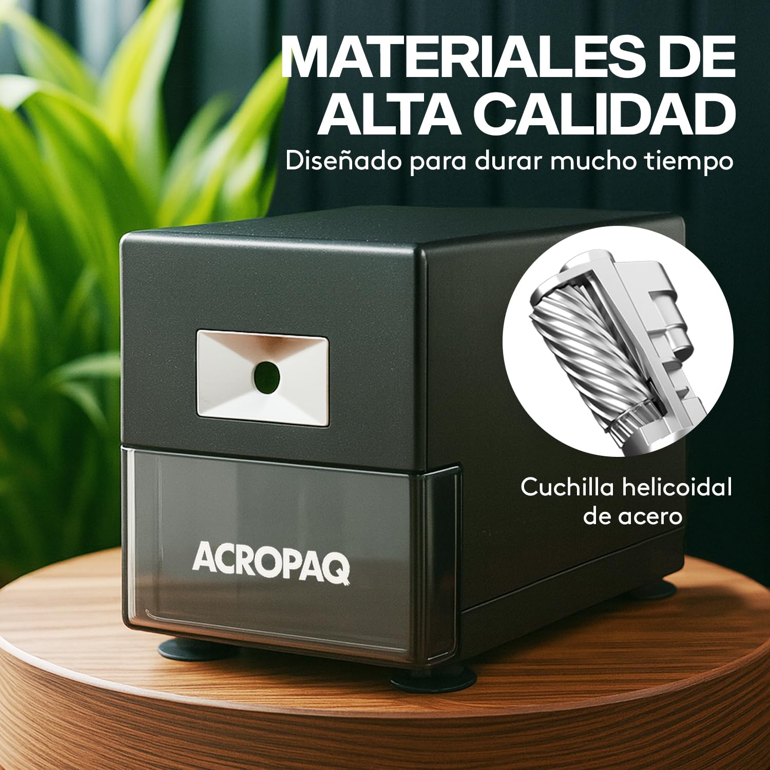 ACROPAQ Sacapuntas Eléctrico con Depósito para Lápices Gruesos y Finos – Afilador Profesional de Alta Resistencia con Parada Automática y Protección contra Sobrecalentamiento