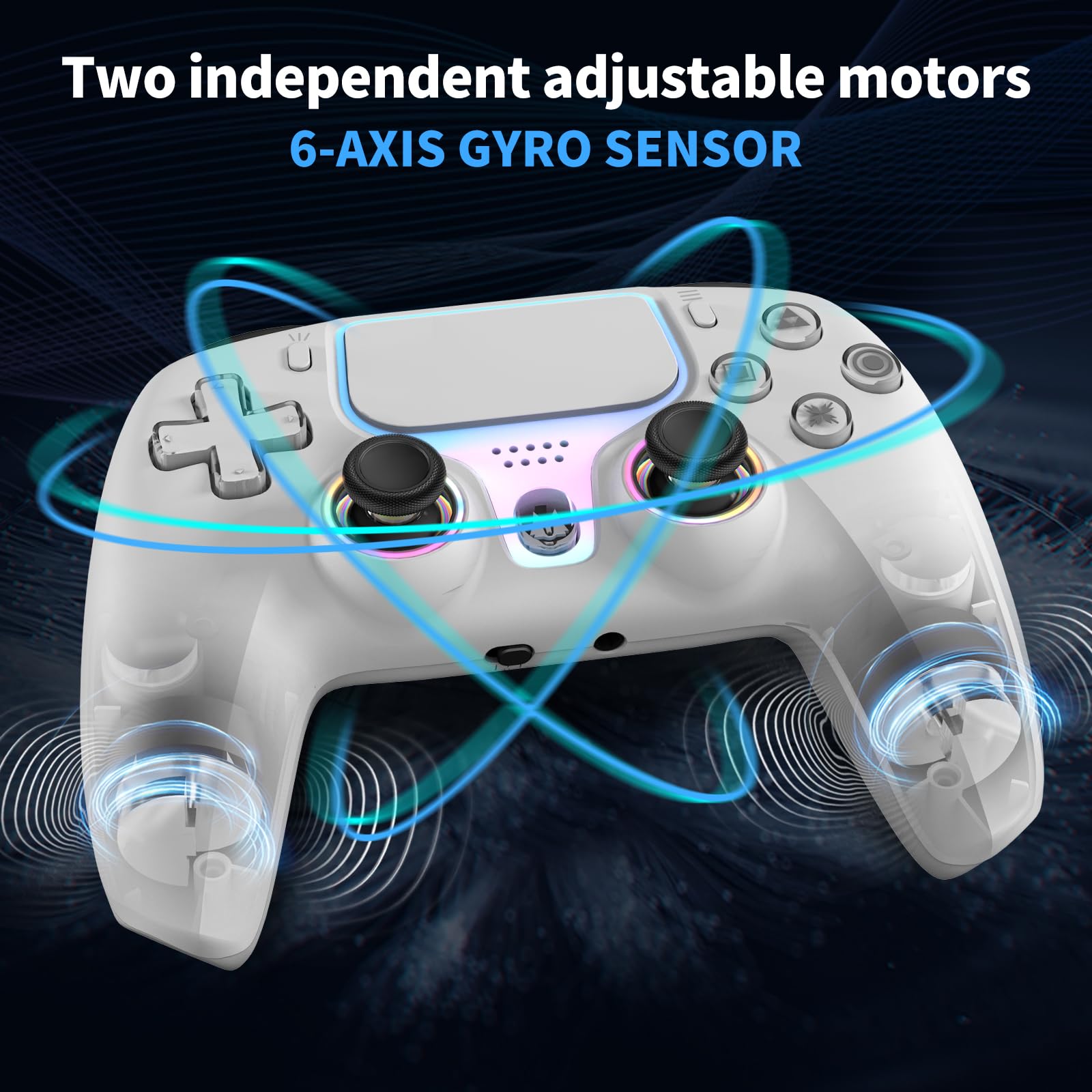 Wireless Controller for PS5, Compatible with PlayStation 5 /PS5 Pro/Slim/PC, with Hall Effect Joysticks, Back Paddles & Macro, Turbo, Dual Vibration, 6-Axis Gyro, RGB Ring, 1000mAh, 3.5mm Audio Jack