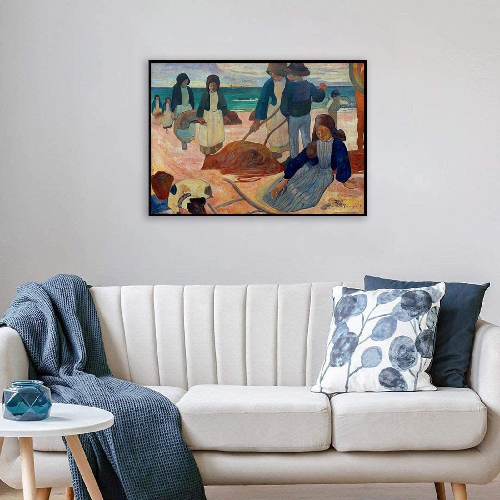 Schwarzer Rahmen-Leinwandbild-Paul Gauguin Poster und Kunstdruck-Berühmte Leinwand Gemälde Reproduktionen-'Kelp-Sammler II'Druck auf Leinwand-Landschaft Leinwand Wandkunst Bilder 40x55cm(16x22in)