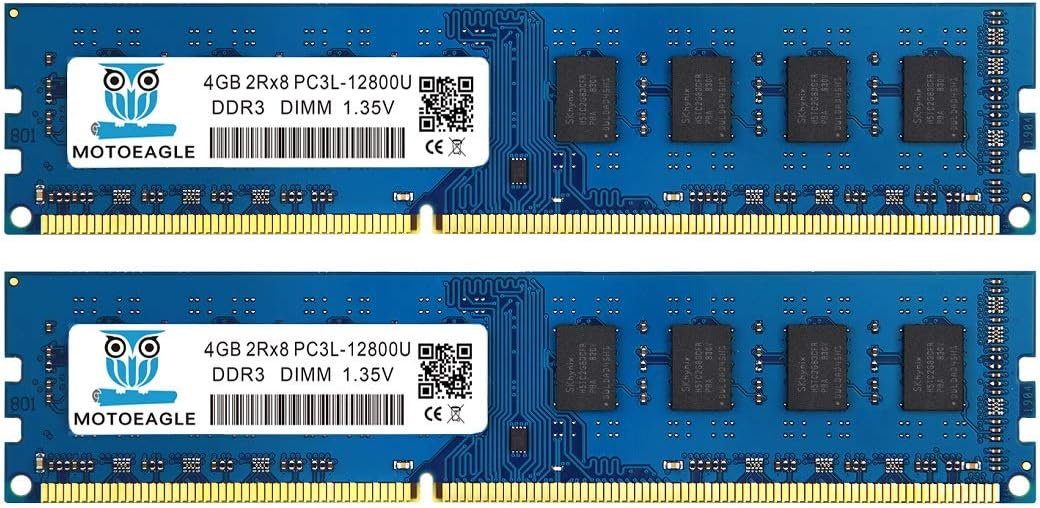 8GB Kit (4GBX2) DDR3/DDR3L 1600 UDIMM, PC3/PC3L 12800U 4GB 2Rx8 1600MHz 1.35V/1.5V 240-Pin Dual Rank Non-ECC Unbuffered Desktop Memory Ram Module Upgrade