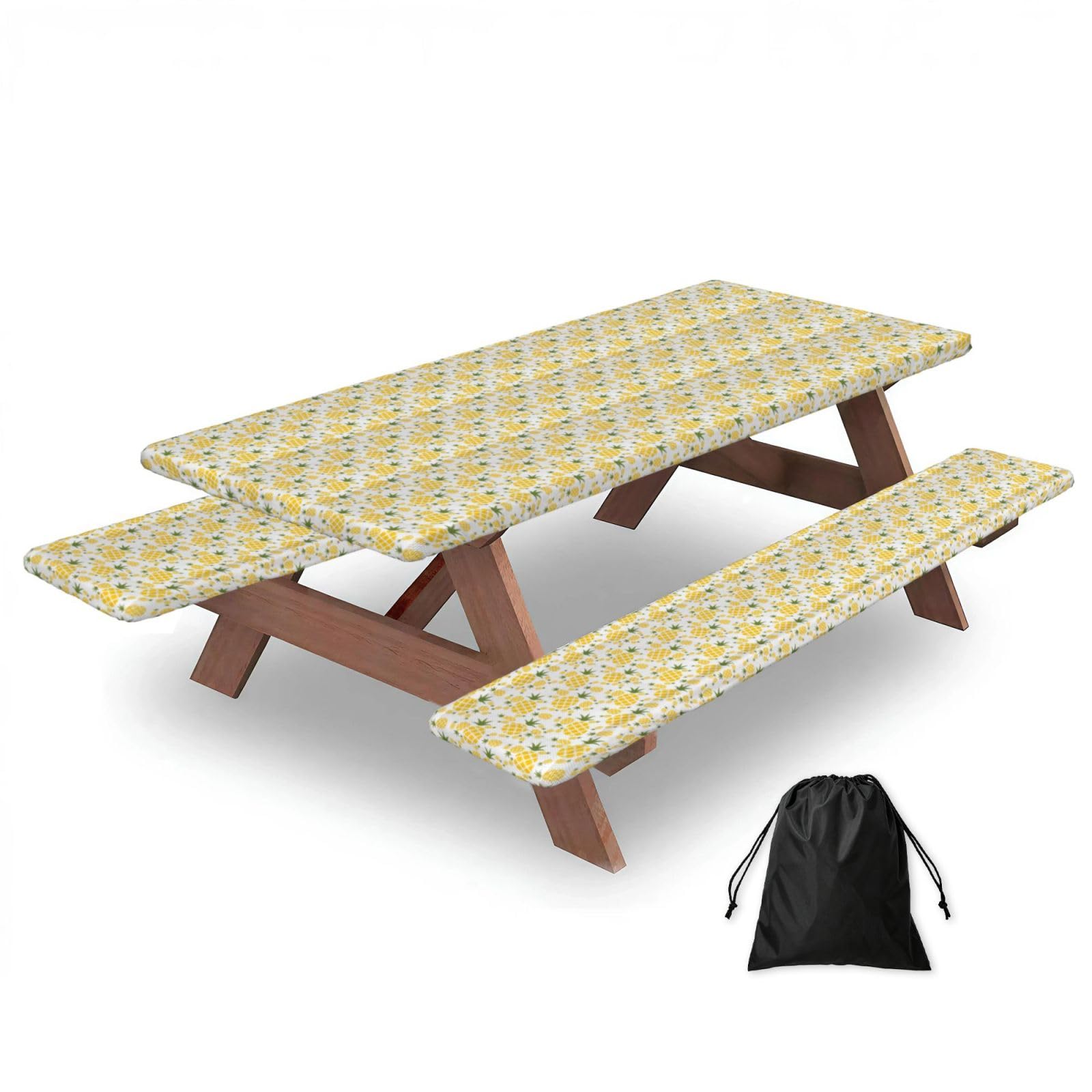 PPHGUT Pineapple. Print Picnic Table Bench Cover Set Outdoor Garden Bbq Protector For Family Camping