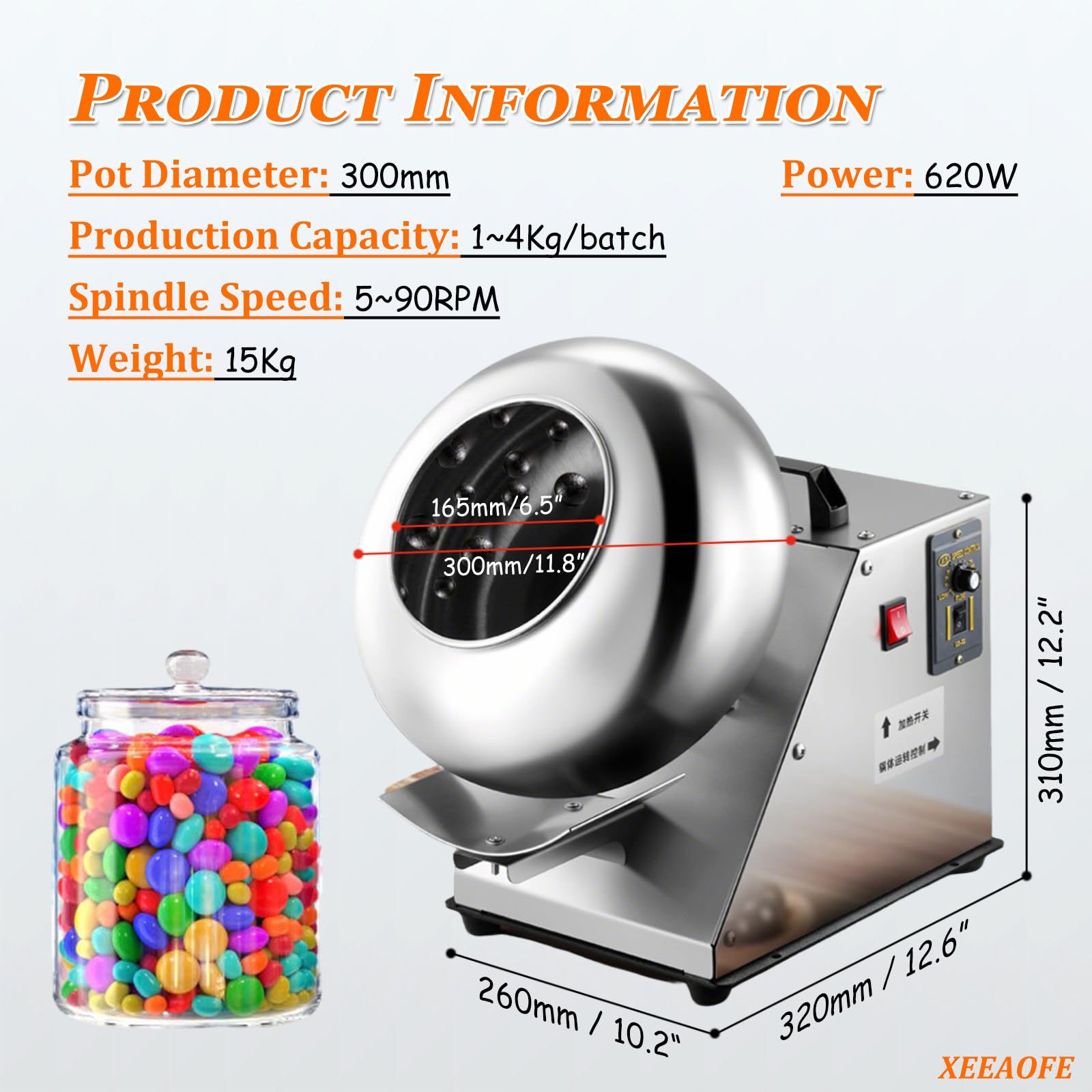 Schokoladengießmaschine, Elektrische Zuckerbeschichtungsmaschine, Candy Coater für Lebensmittelindustrie, ideal für Süßwaren und Snack-Produktion
