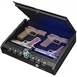 ONNAIS Large Biometric Gun Safe - Fingerprint Pistol Safes with Internal Light, Three Unlock Methods, and Emergency Power Supply, Gun Lock Box for Home, Nightstand, Bedside, and Car Use