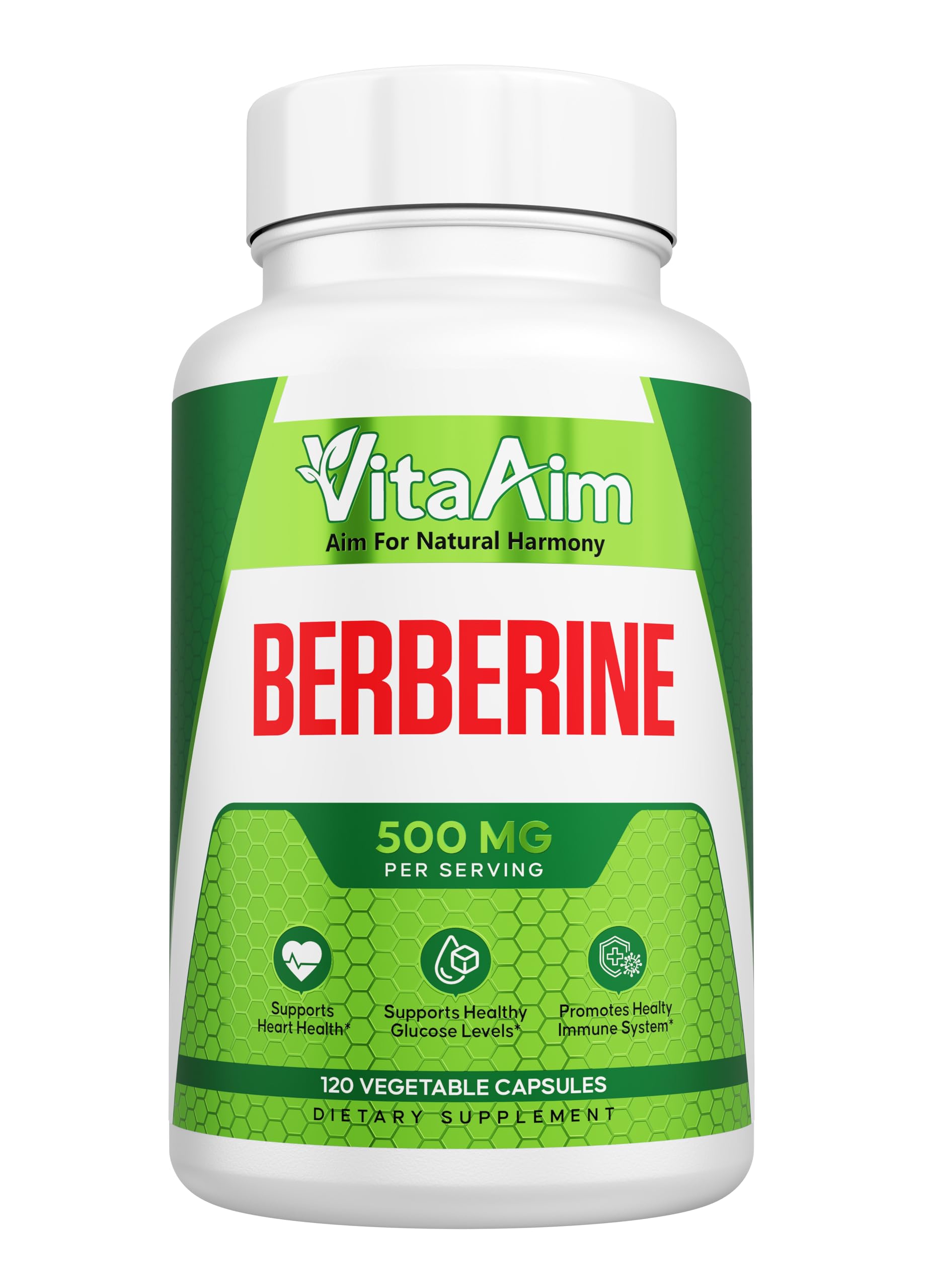 Berberine HCl 500mg – Daily Metabolic Wellness Support Supplement for Women & Men – 120 Vegan Capsules