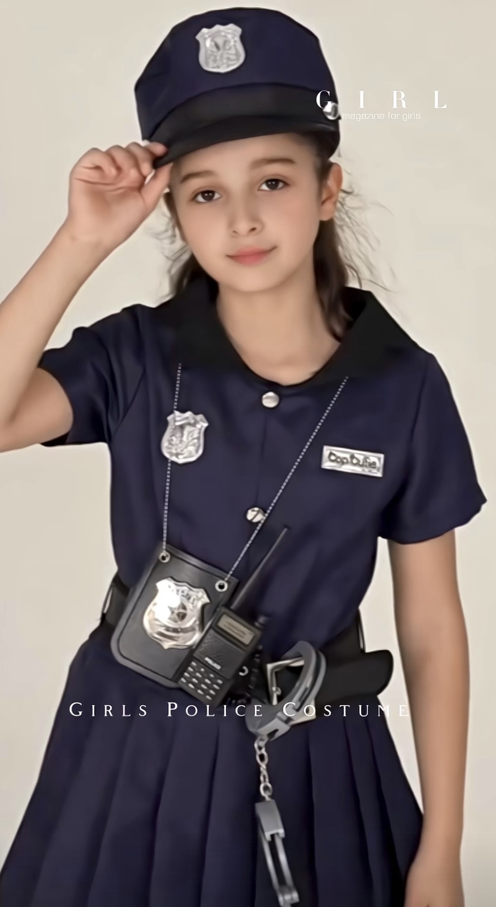 Disfraz de policía para niñas 3-14 años miniatura 7