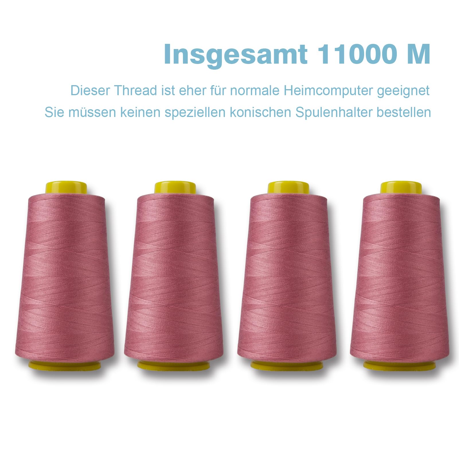 Serger Thread, All-Purpose Thread for Sewing Polyester, 4 Cones of 3000 Yards Each Spool for Sewing Machine (Red Rubber) - Image 3