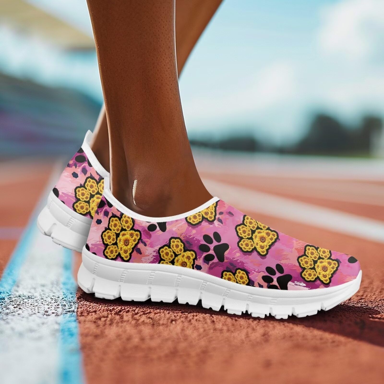 Damskie buty do chodzenia wsuwane, płaskie buty wspierające łuk, oddychające buty do chodzenia, biegania, biała podeszwa