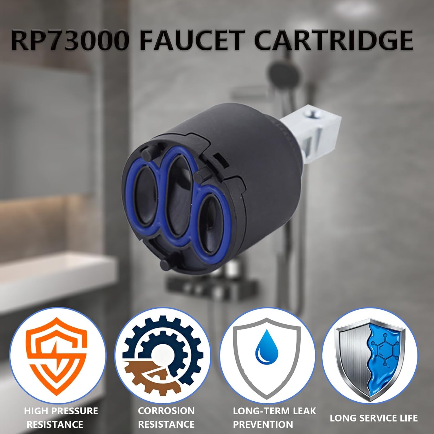 Faucet RP73000 Cartridge Replacement for Single Handle Kitchen Basin Shower Faucet Part, Compatible with Delta Plumbing Replacement Parts, Easy DlY Installation