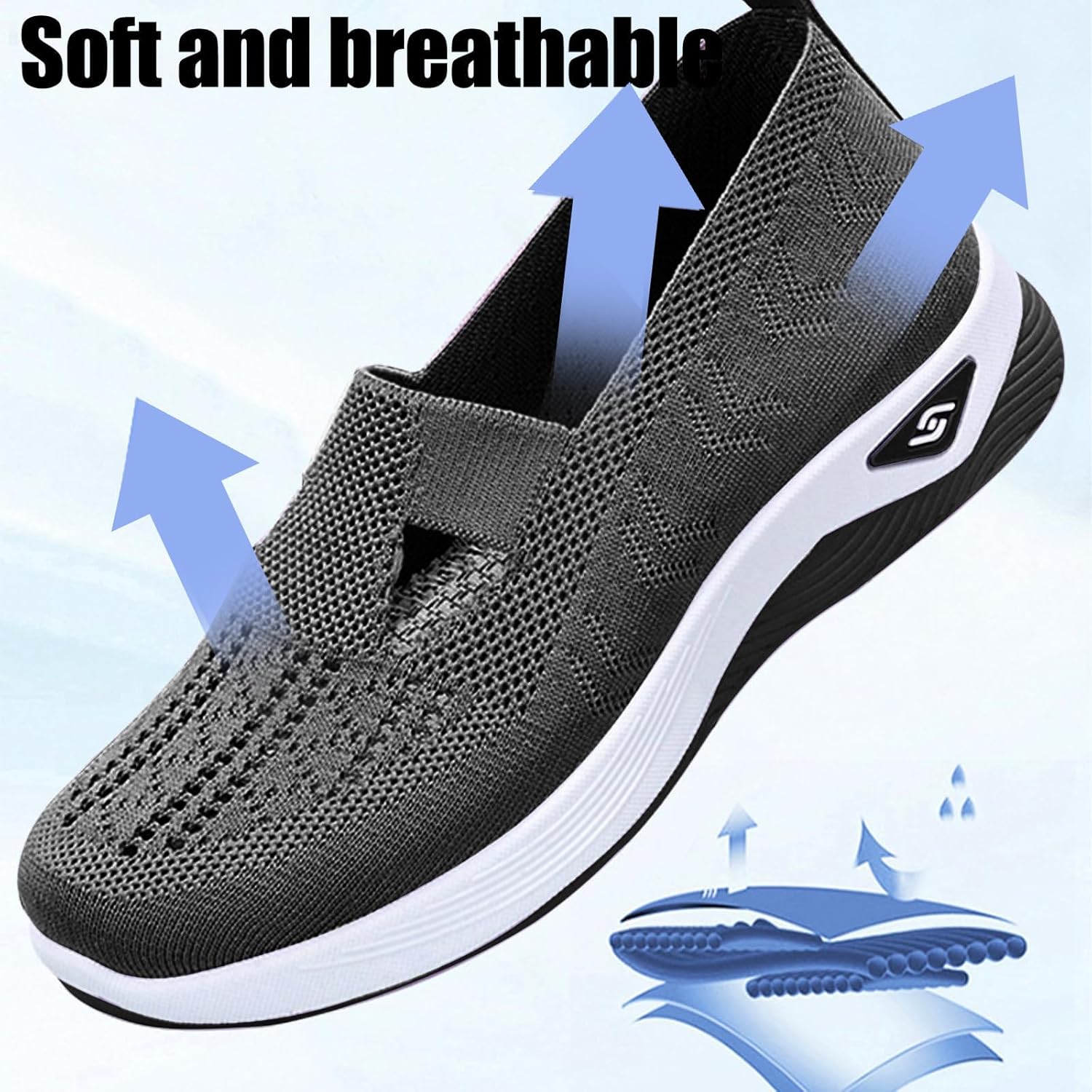 Orthopedic Shoes for Women Breathable Mesh Knitted Woven Low Top Walking Shoes Lightweight Arch Support Sneakers Diabetic Comfortable Sneakers Neuropathy Bunion Swollen Feet Nursing Shoe - Image 2