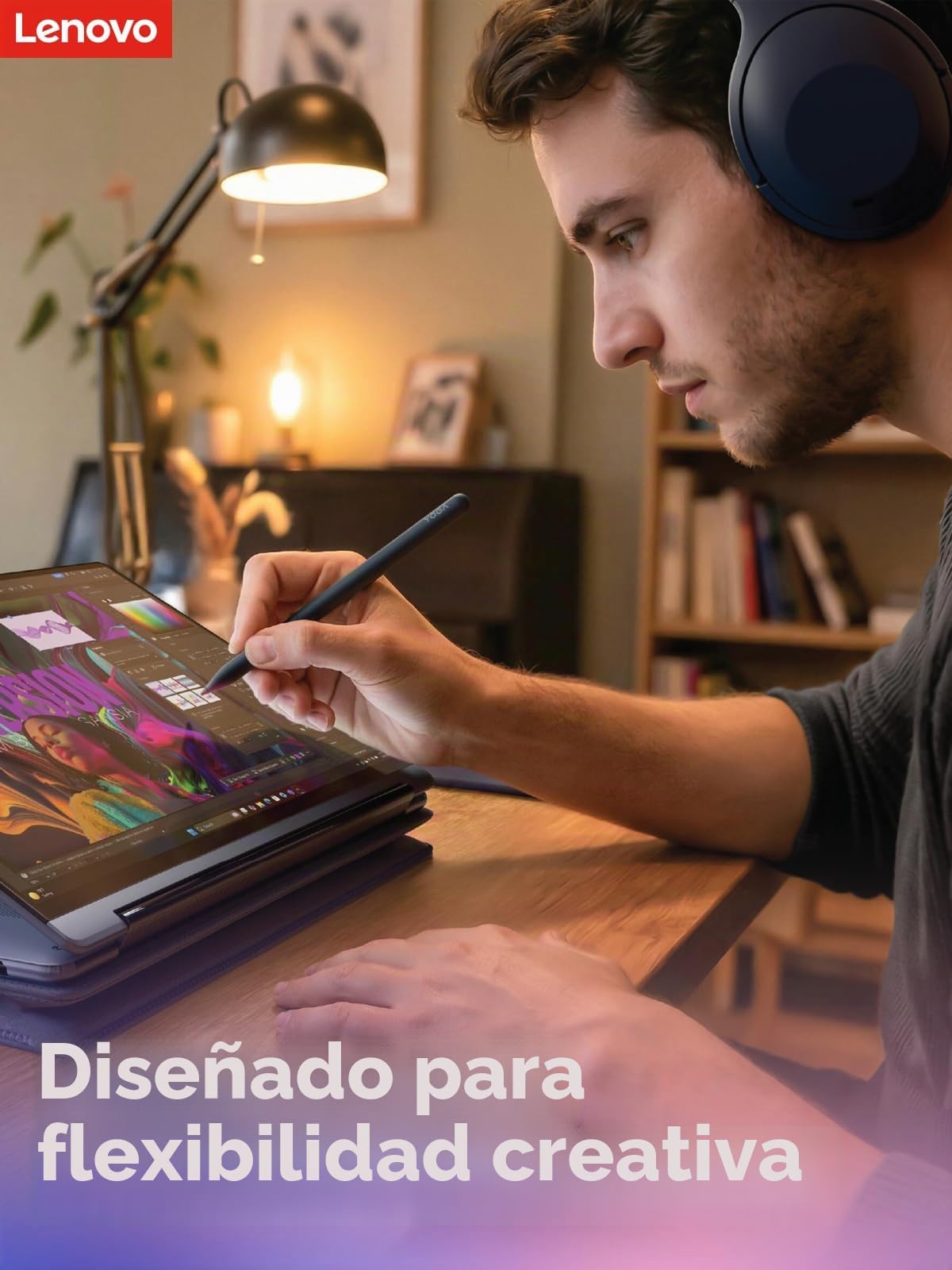 Lenovo Yoga Pen 2 + Estuche para lápiz | USB-C | Azul Cósmico | Compatible PC Yoga, Fijación Magnética, Detección de Inclinación, Carga USB-C, Batería Recargable, Indicador LED