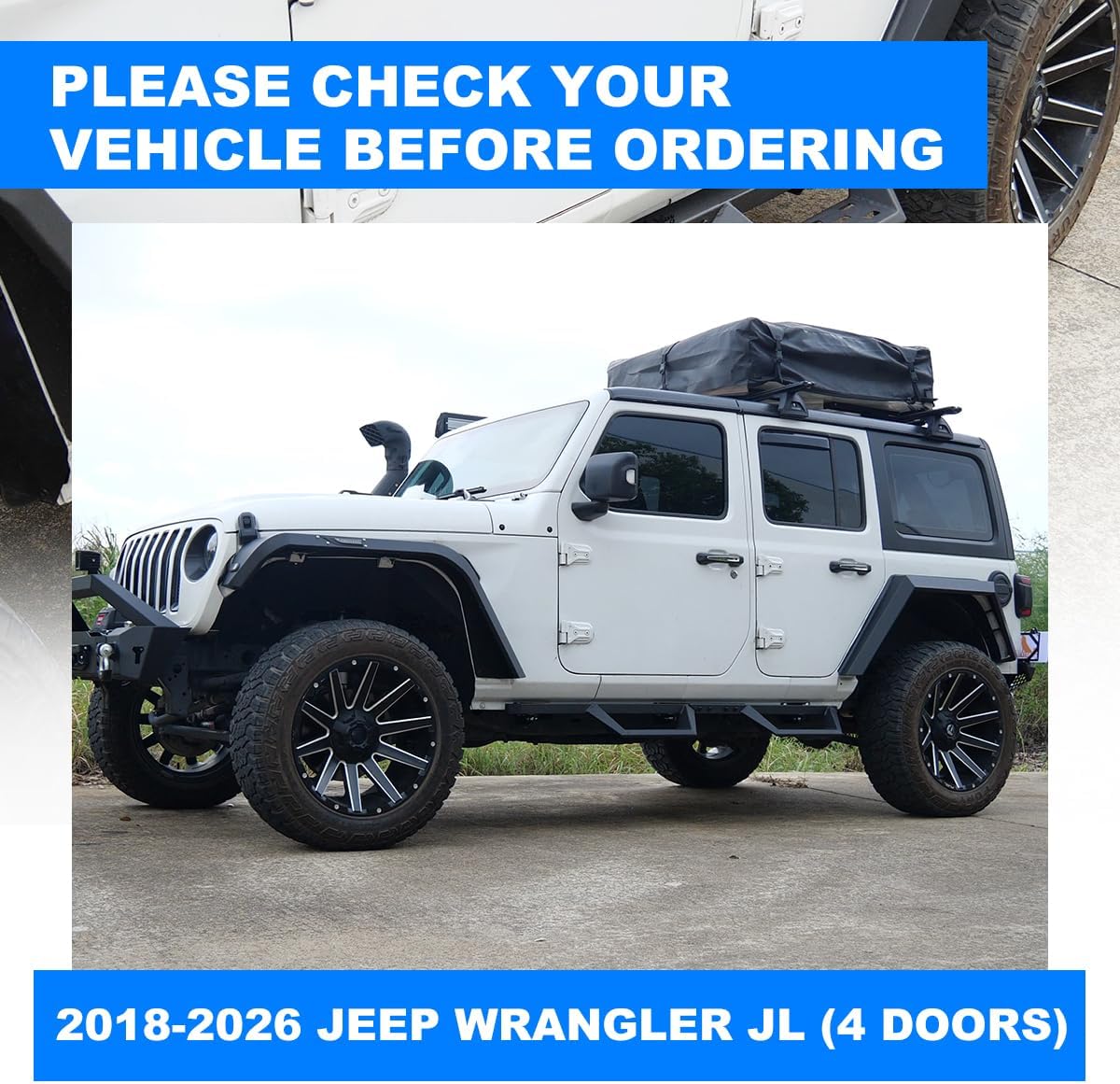 CPW Running Boards Compatible with 2018-2026 Jeep Wrangler JL (4 Door Only), Heavy Duty Steel Rock Slider for 4 Door Side Step Nerf Bars Side Rails 2 Piece
