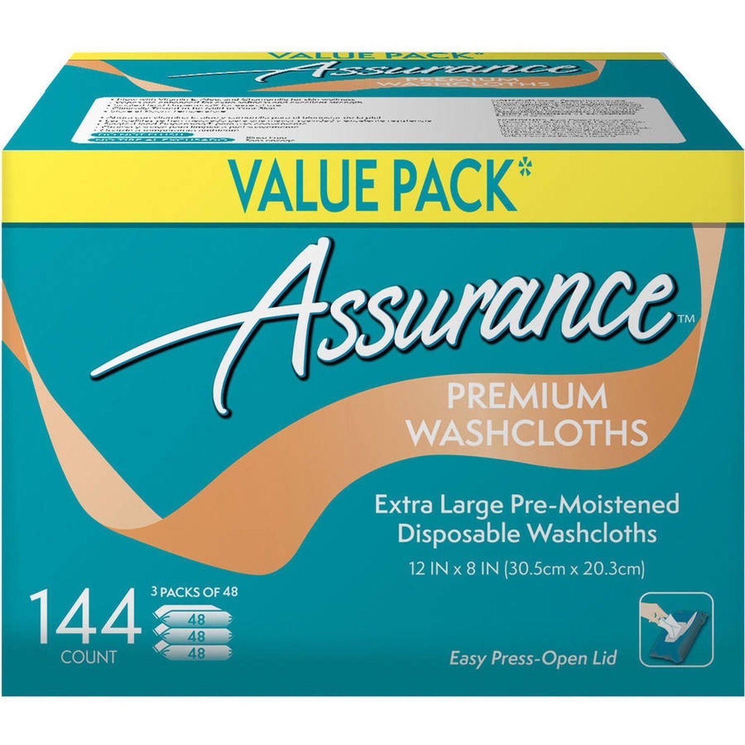 .Assurance Premium Washcloths Value Pack 144 Count