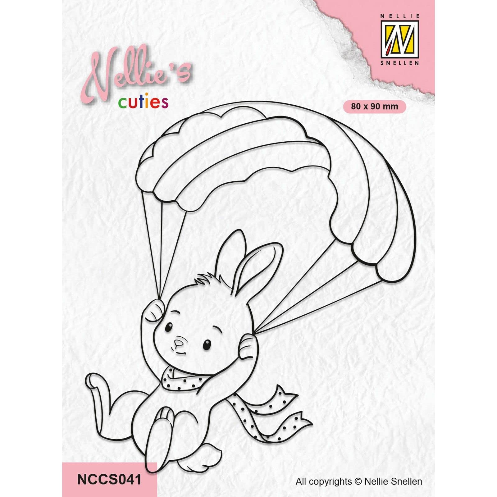 Nellie's Choice Clear Bunny with Parachute 3.1 x 3.5 (8 x 9 cm) -Scrapbooking, Crafting, Card Making Supplies-Silicone Acrylic Block and Stamping Platform