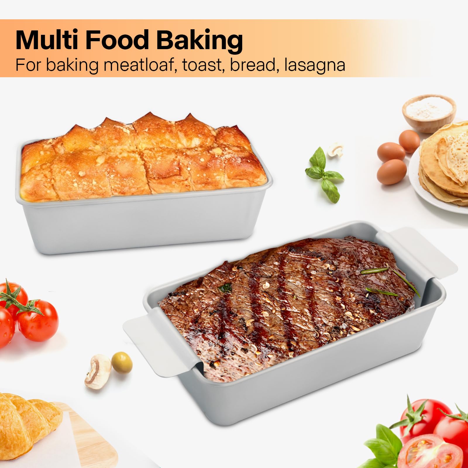 Hackbraten-Pfannen-Set, 2er-Set Hackbratenform mit Ablaufschale, antihaftbeschichtet, 0,9 kg, große Kastenform für gesundes Backen, Abtropfen von Fett, hausgemachte Bananenbrotform, ofenfest,