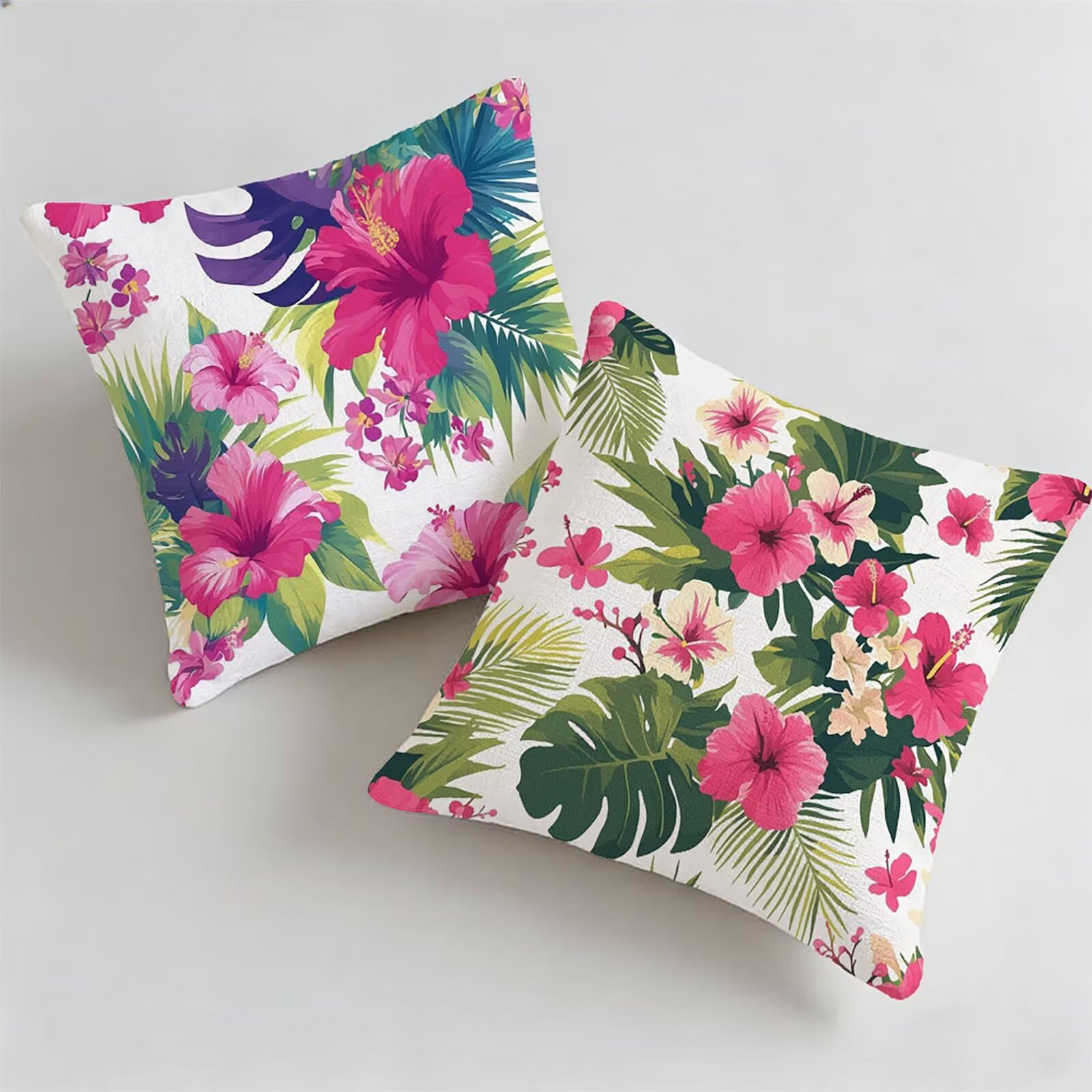 Housse de coussin rose 45x45cm imperméable pour canapé et extérieur lot de 2