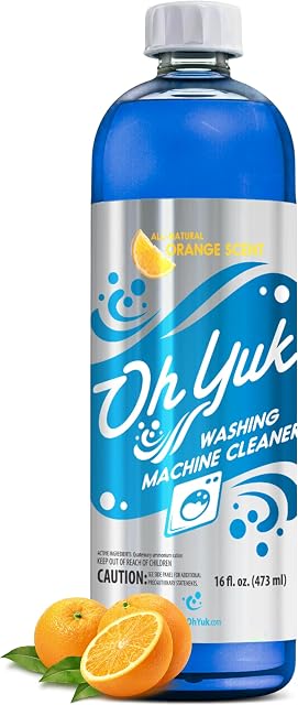 Oh Yuk Nettoyeur de laveuse pour toutes les machines à laver (charge supérieure, charge avant, HE et non-HE), Fragrance naturelle d'agrumes, Quatre nettoyages par bouteille, Septic Safe, 16 C'est vrai.