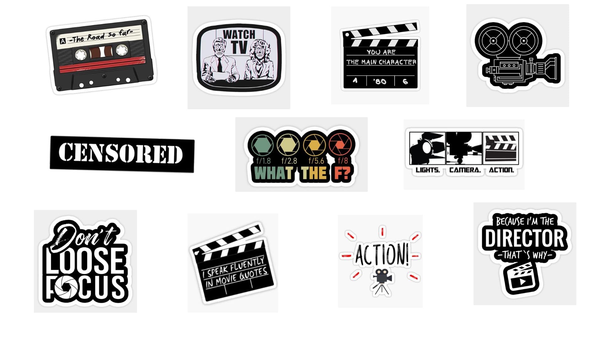 Light Camera Action Cinema Stickers Pack of 11(Vinyl Stickers, Multipurpose use for Laptop/Mobile/Bike/Luggage/Bottle/Guitar/Journal), 2.5 x 2.5 inches, Multicolor (B0CN4V4F2R) Amazon Price History, Amazon Price Tracker