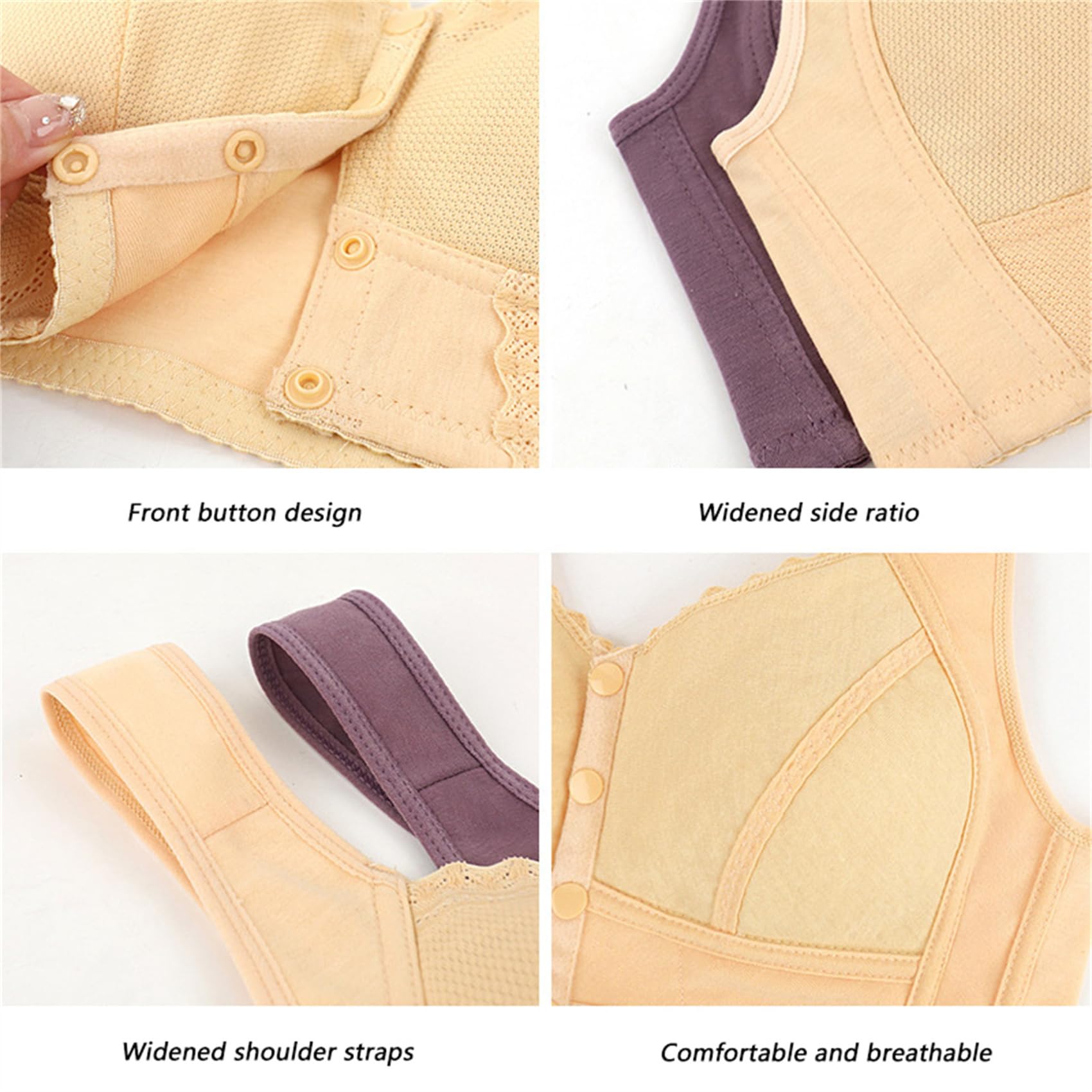 Syeelopri Front Closure Breathable Bra for Seniors (White,38)